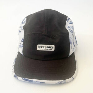 Rook x DGK collab 5-Panel‎ Strapback Graphic Hat Blue White Black Flat Bill